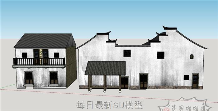 中式民房住宅SU模型