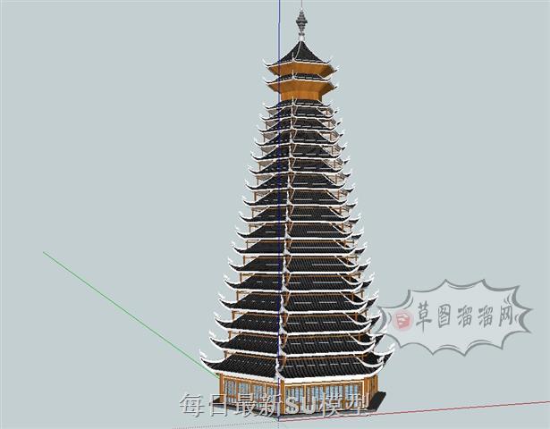 雷峰塔古塔建筑SU模型