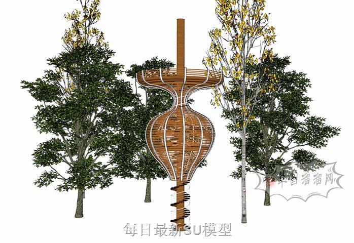 螺旋景观树屋SU模型