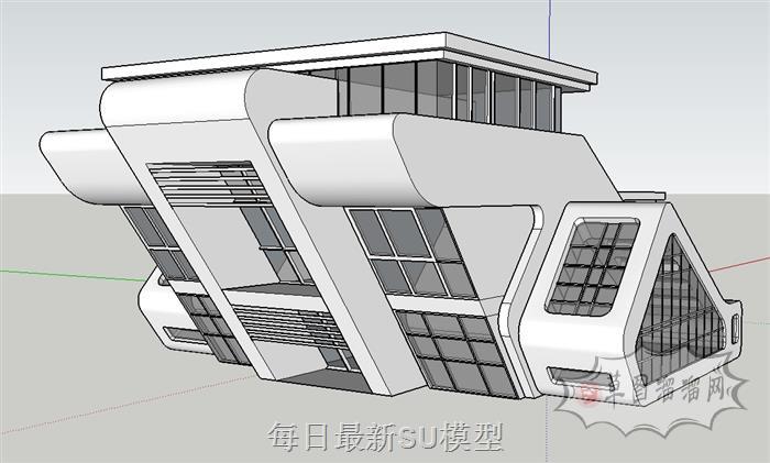 倾斜异形建筑SU模型