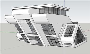 倾斜异形建筑SU模型