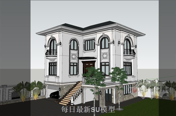 欧式别墅独栋SU模型