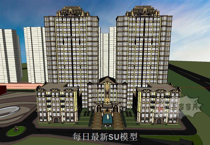 四星级酒店建筑SU模型