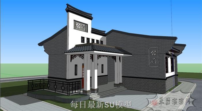 中式公厕卫生间SU模型