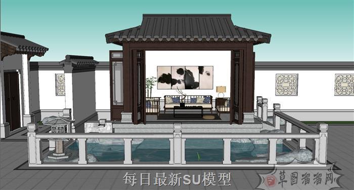 中式庭院亭子SU模型
