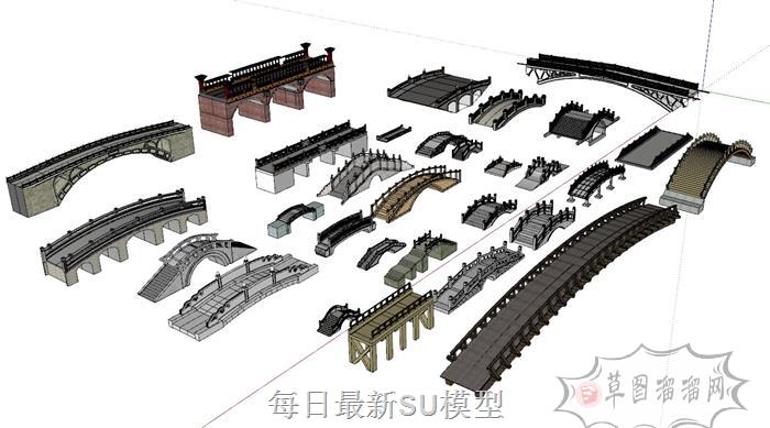 石桥桥梁SU模型