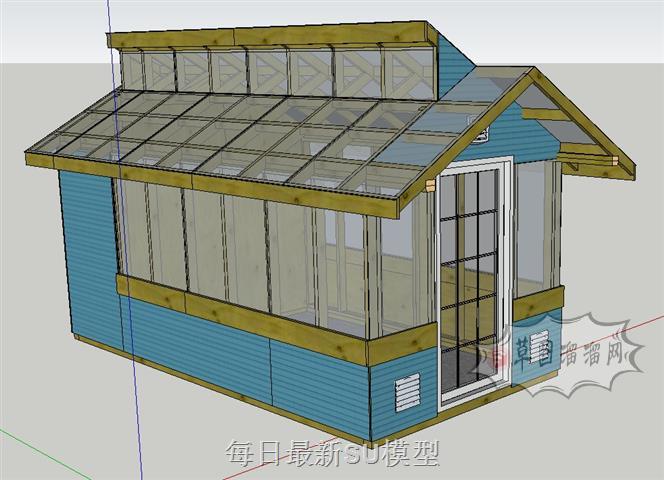 阳光房木屋温室大棚SU模型