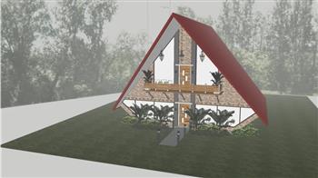 三角屋住宅建筑SU模型 免费sketchup模型下载