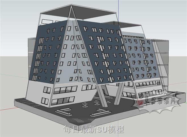 异形办公楼建筑SU模型