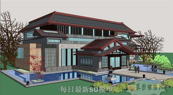 中式汉唐风建筑SU模型