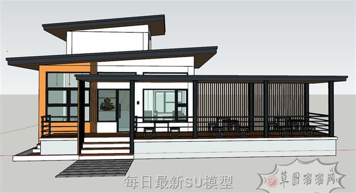 咖啡厅建筑咖啡SU模型