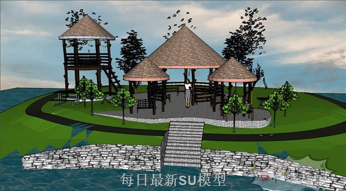 东南亚亭子凉亭SU模型