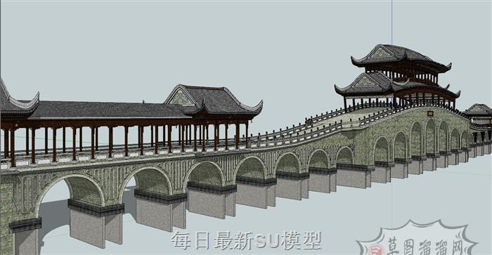 起伏廊桥SU模型