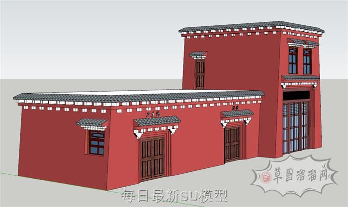 藏式建筑游客中心SU模型