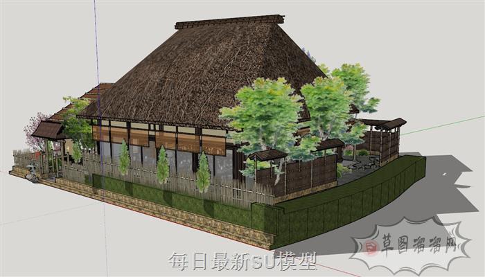 日式别墅茅草屋SU模型