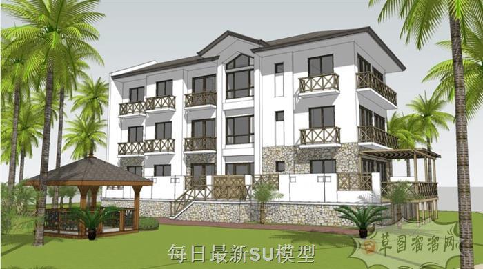 东南亚别墅民宿SU模型
