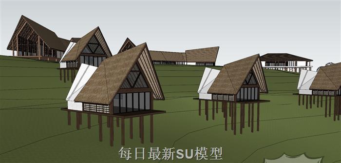 高脚屋木屋SU模型