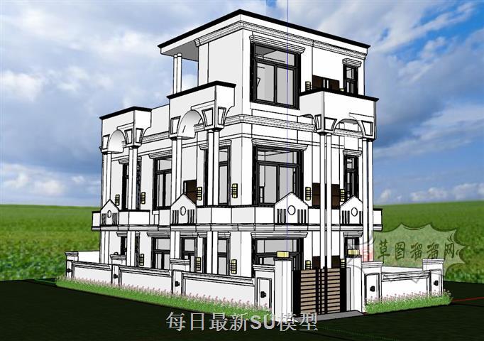 独栋别墅三层SU模型