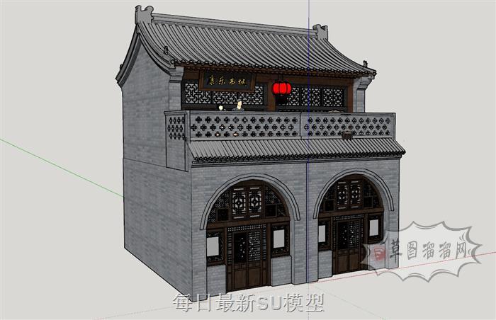 中式古建筑茶楼SU模型