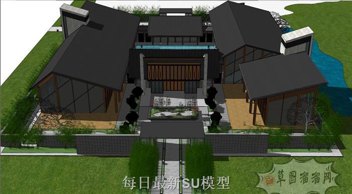 中式私人会所SU模型