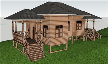 山地木屋小屋SU模型