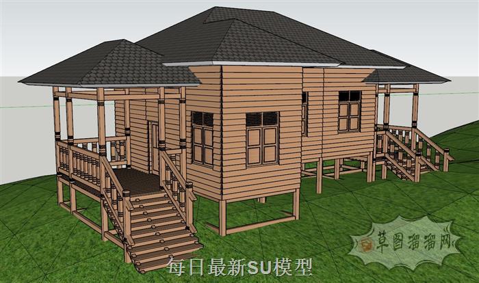 山地木屋小屋SU模型