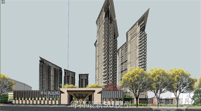 高层住宅小区SU模型