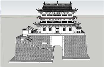古建城楼城门SU模型