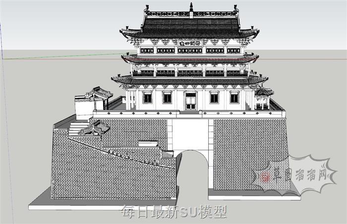 古建城楼城门SU模型