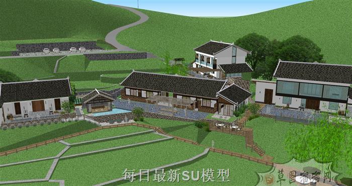 民宿酒店建筑SU模型
