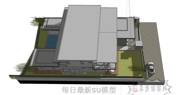 泳池别墅建筑SU模型