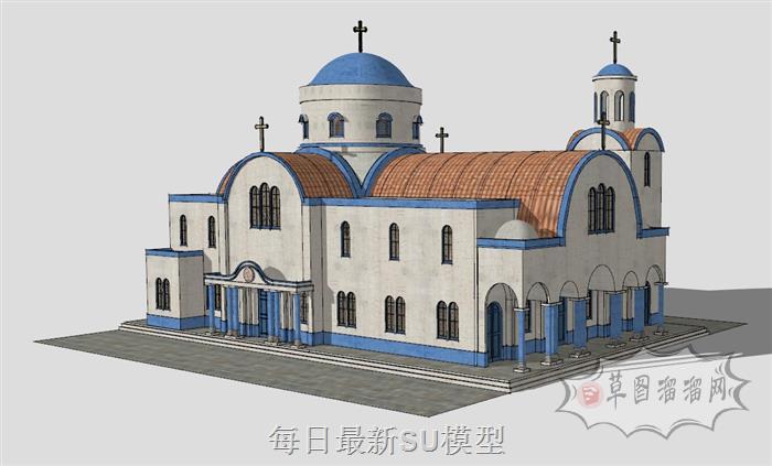 游戏教堂建筑SU模型