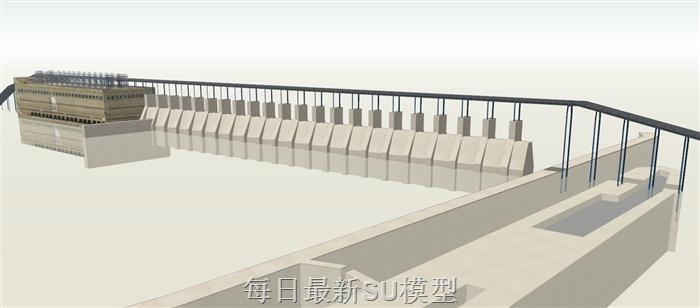 水电站大坝建筑SU模型