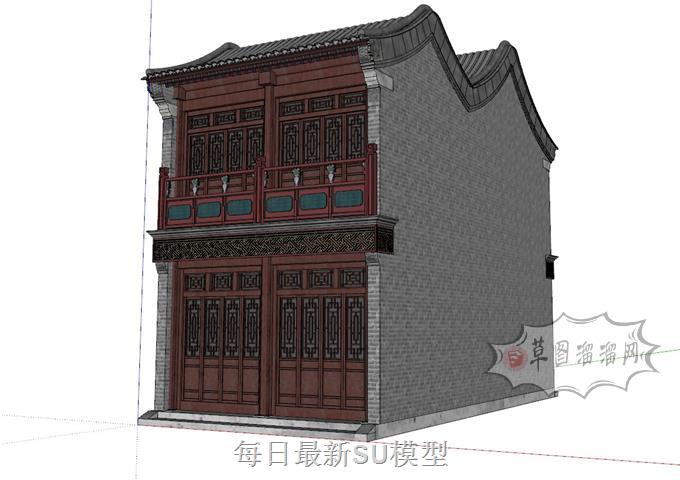 两层中式古建筑SU模型