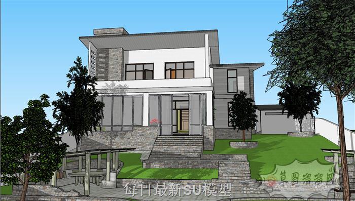 山地别墅建筑SU模型