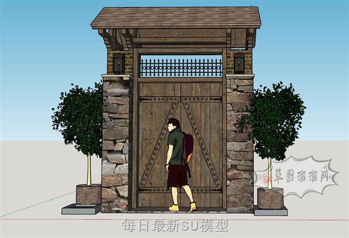 民宿乡村门头SU模型
