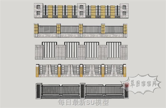 铁艺围墙SU模型
