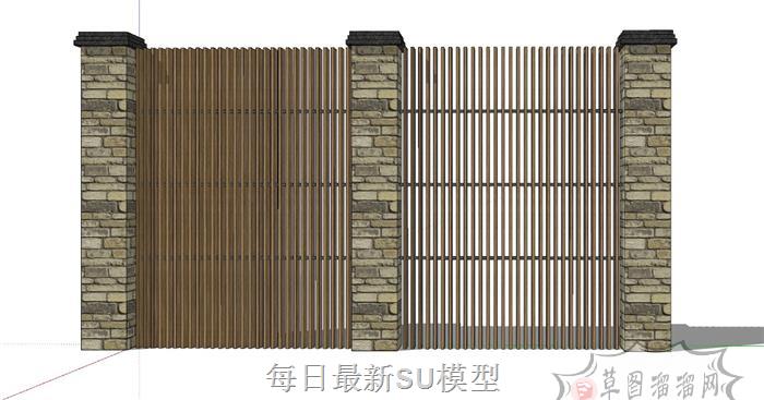 格栅围墙SU模型