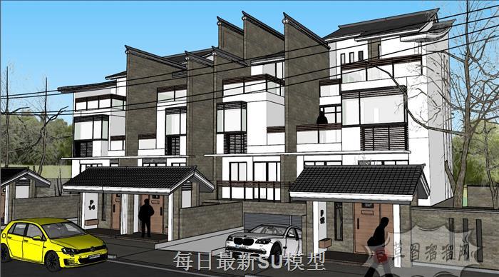 中式别墅住宅SU模型