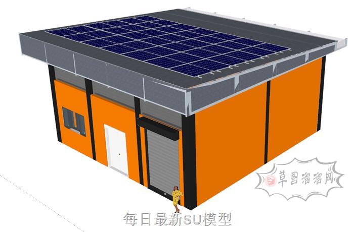 太阳能板仓库房子SU模型