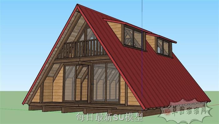 三角木屋木房子SU模型
