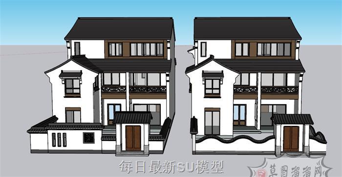 中式独栋别墅SU模型