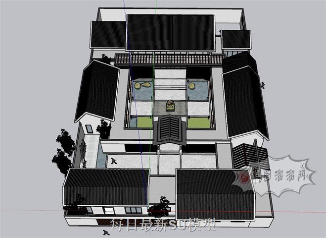 新中式合院建筑SU模型