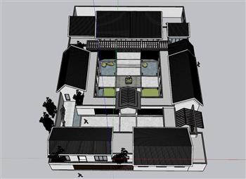 新中式合院建筑SU模型