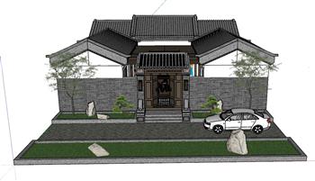 中式四合院建筑SU模型