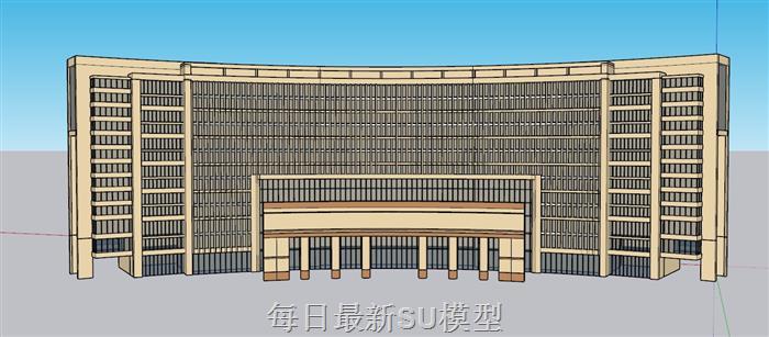 弧形办公楼建筑SU模型