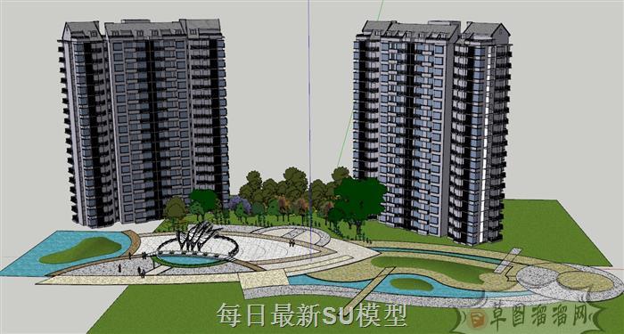小区建筑景观SU模型