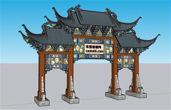 门楼牌坊SU模型