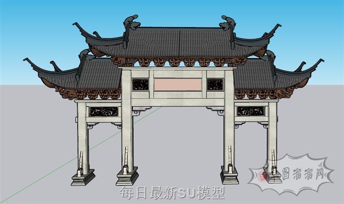 门楼牌坊SU模型