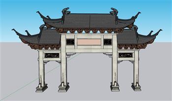 门楼牌坊SU模型
